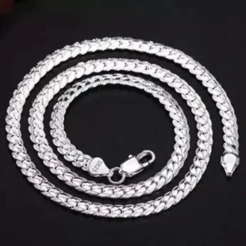 S925 Sterling Silver 45cm 5MM Full Sideways Chain Necklace - Picture 3 of 7
